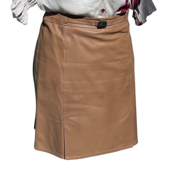 Burberry Leather Skirt Caramel Brown 38 - Picture 7 of 14